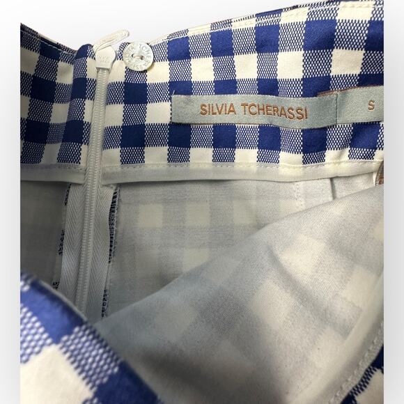 Silvia Tcherassi Blue Gingham Saturnio Skirt Size Small - Picture 2 of 7
